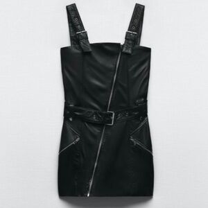 RARE Zara Studio REAL leather moto dress